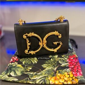 Dolce & Gabbana Black Crossbody Bag with Gold Logo